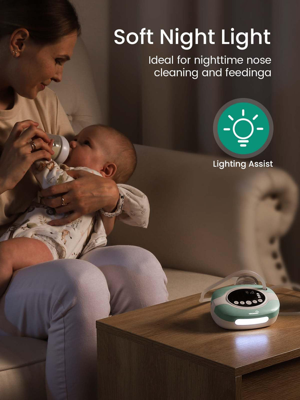 GROWNSY ultra-soft tips fit baby's nostrils for comfort.