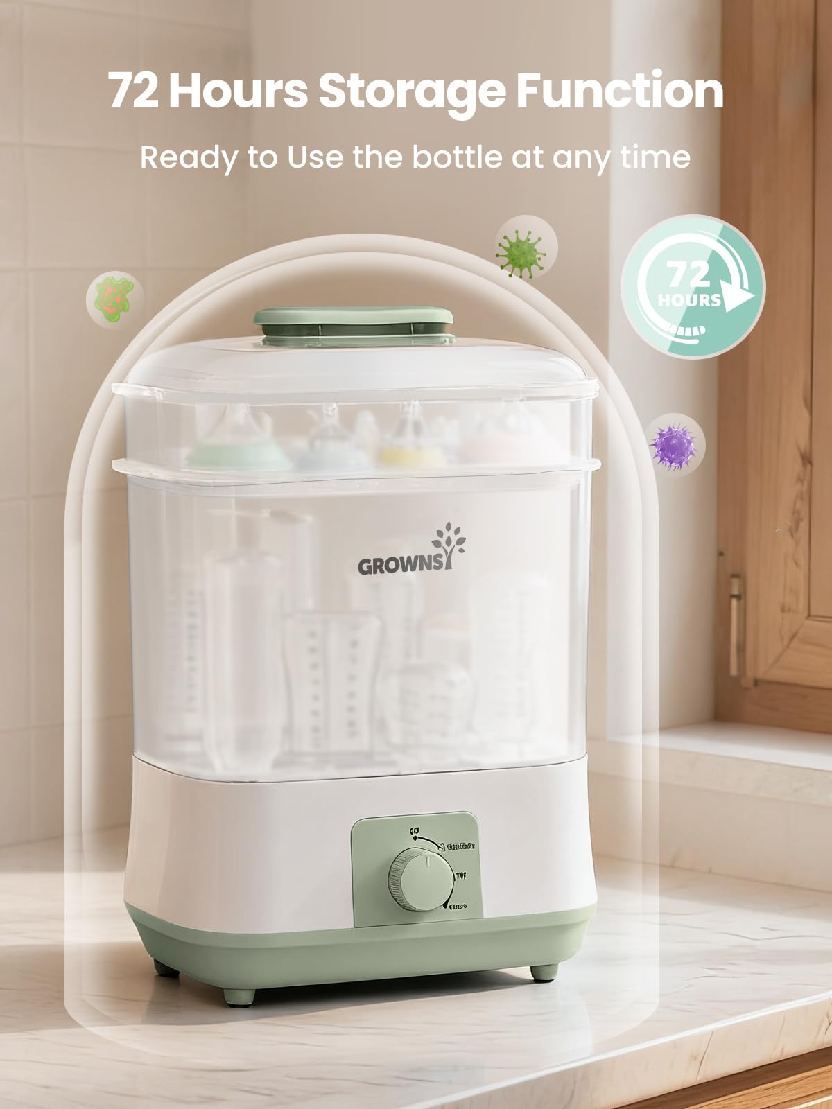 Grownsy one-knob operation simplifies daily use.
