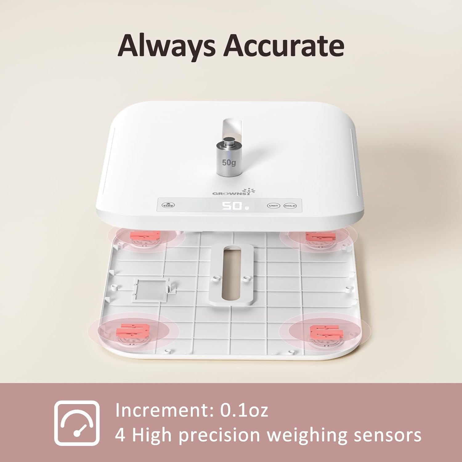 GROWNSY Scale anti-slip feet ensure stable placement during measurement