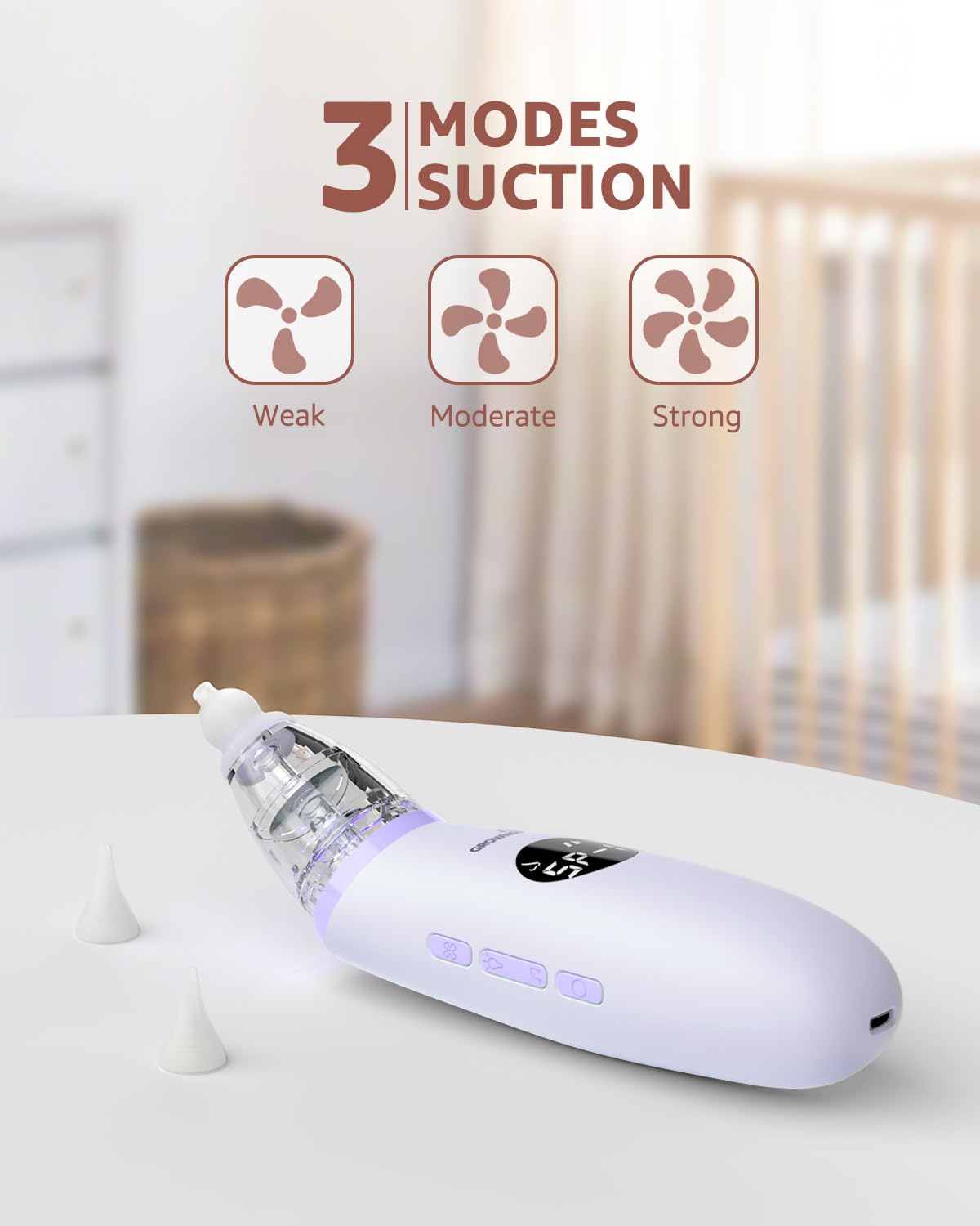 Grownsy three silicone tips for different ages provide safe, soft contact