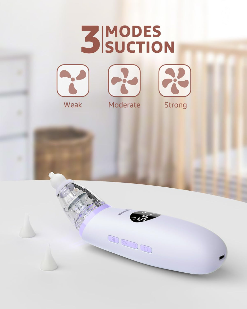 Grownsy three silicone tips for different ages provide safe, soft contact