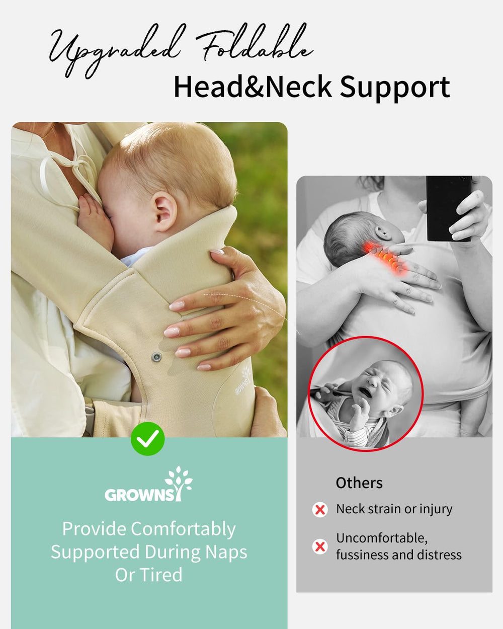 GROWNSY Soft breathable fabric creates a cozy cradle for daily wear.