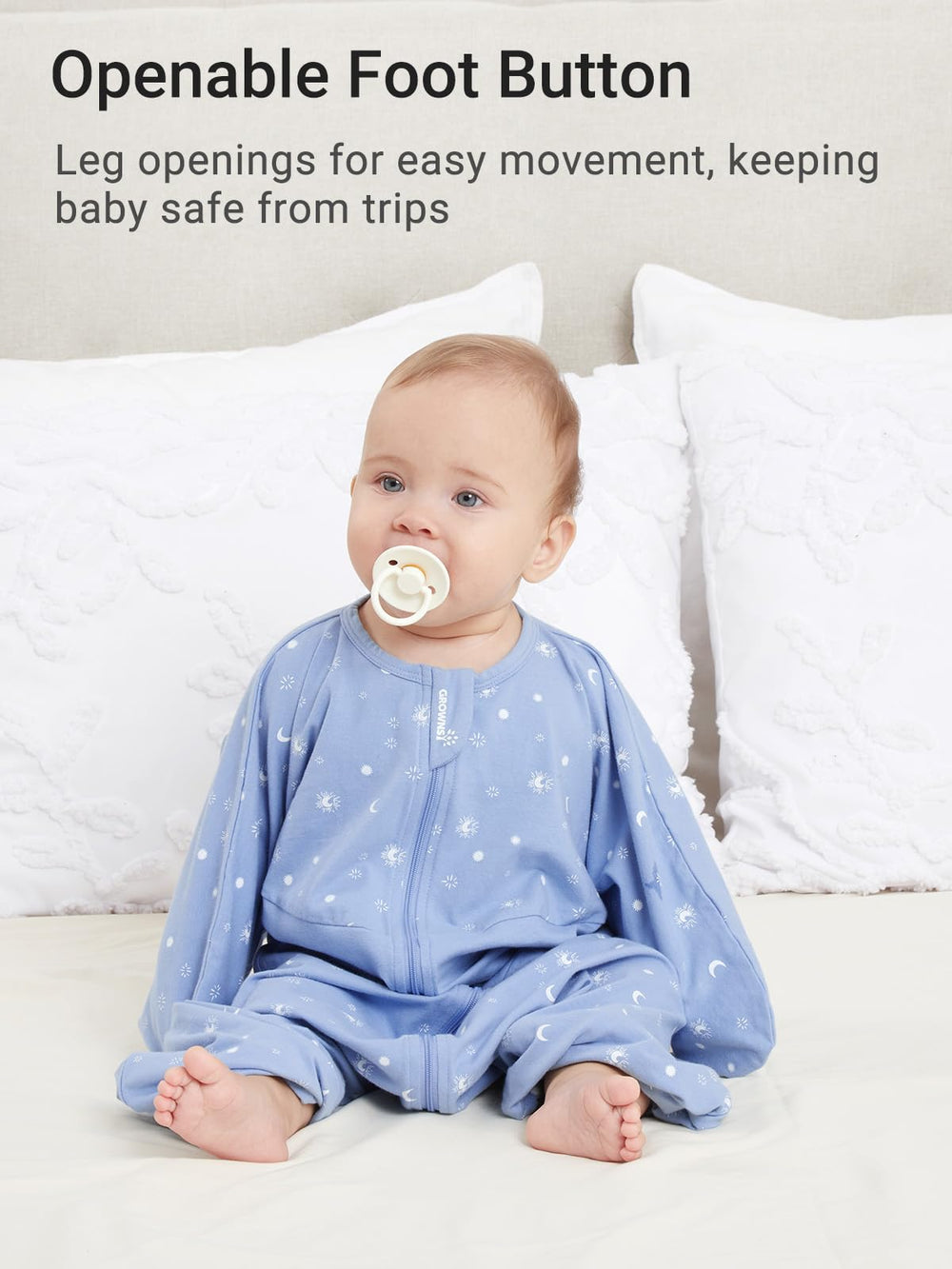 Grownsy soft breathable fabric keeps baby comfortable