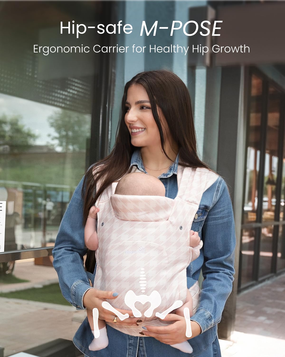 Grownsy soft breathable fabric cradles baby in daily comfort.