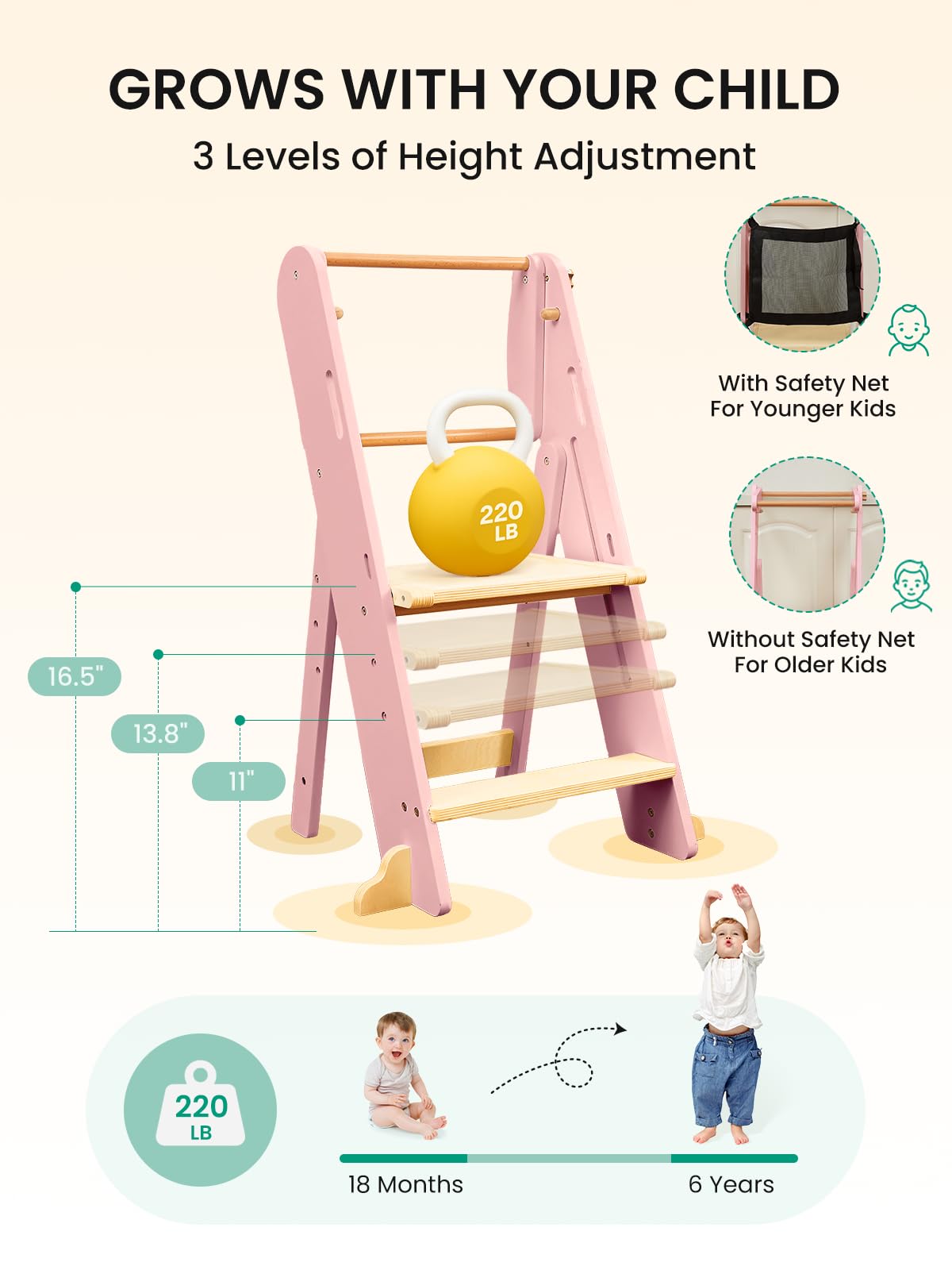 GROWNSY three-height adjustable design grows with child