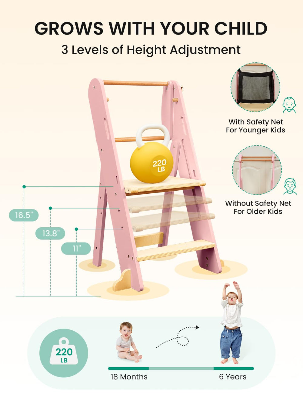 GROWNSY three-height adjustable design grows with child