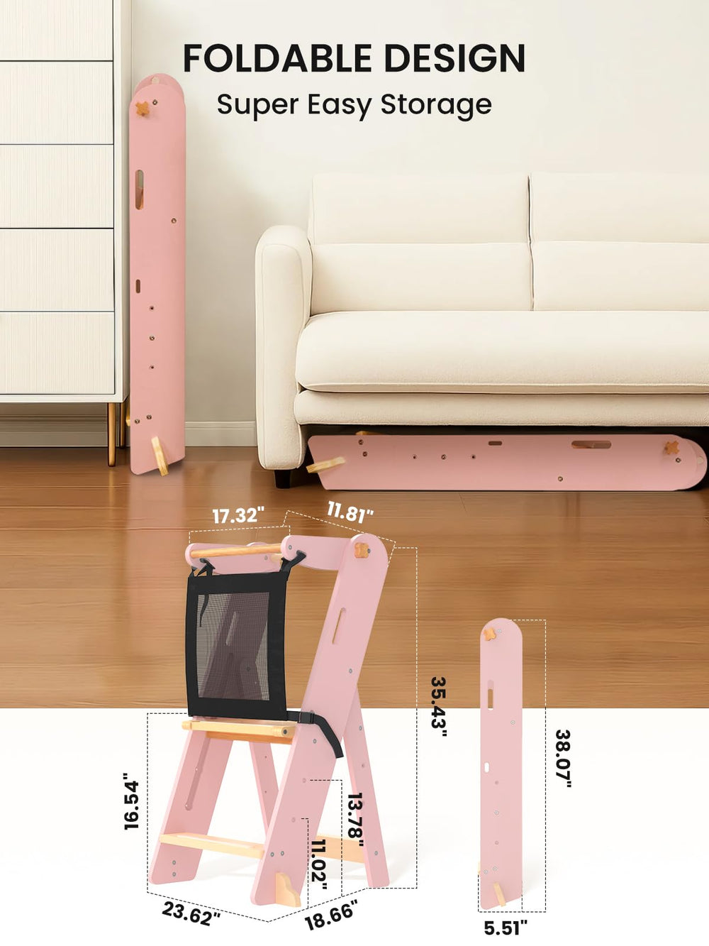 GROWNSY wide base and rounded edges reduce slipping risk