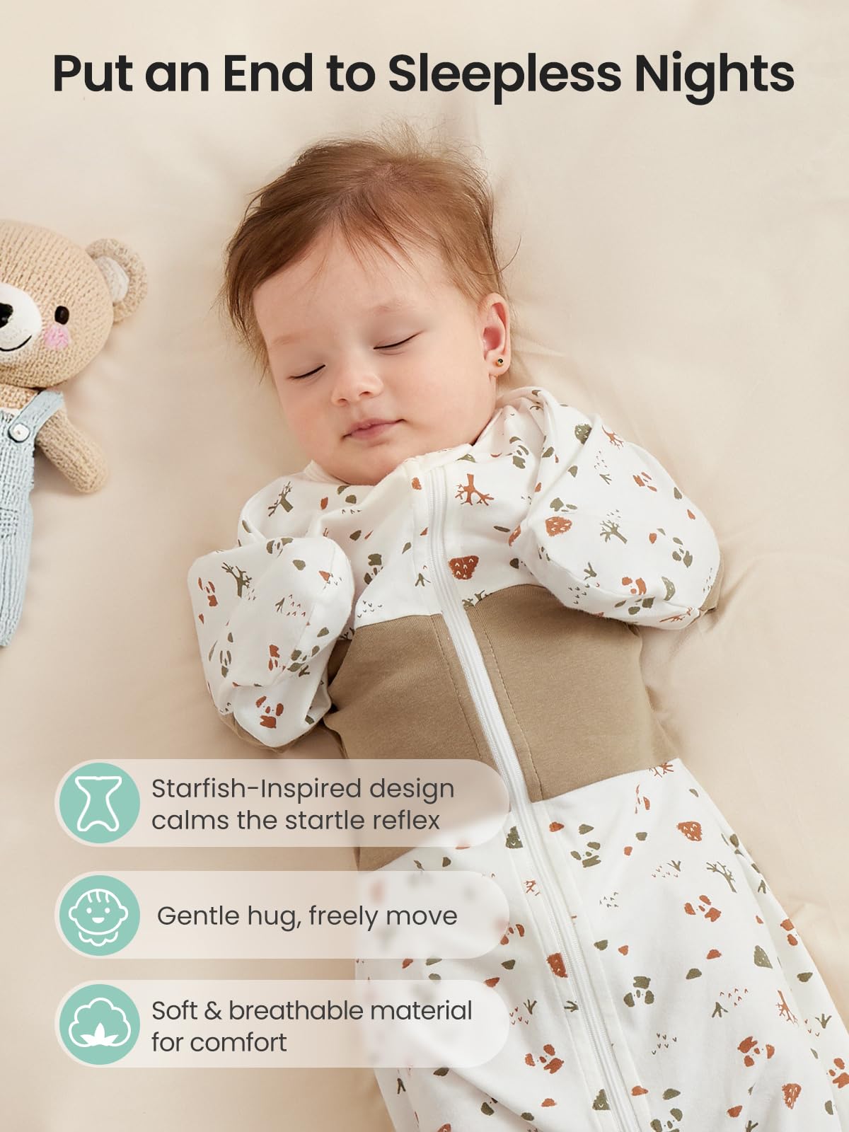 Grownsy bottom opening swaddle for easier night changes