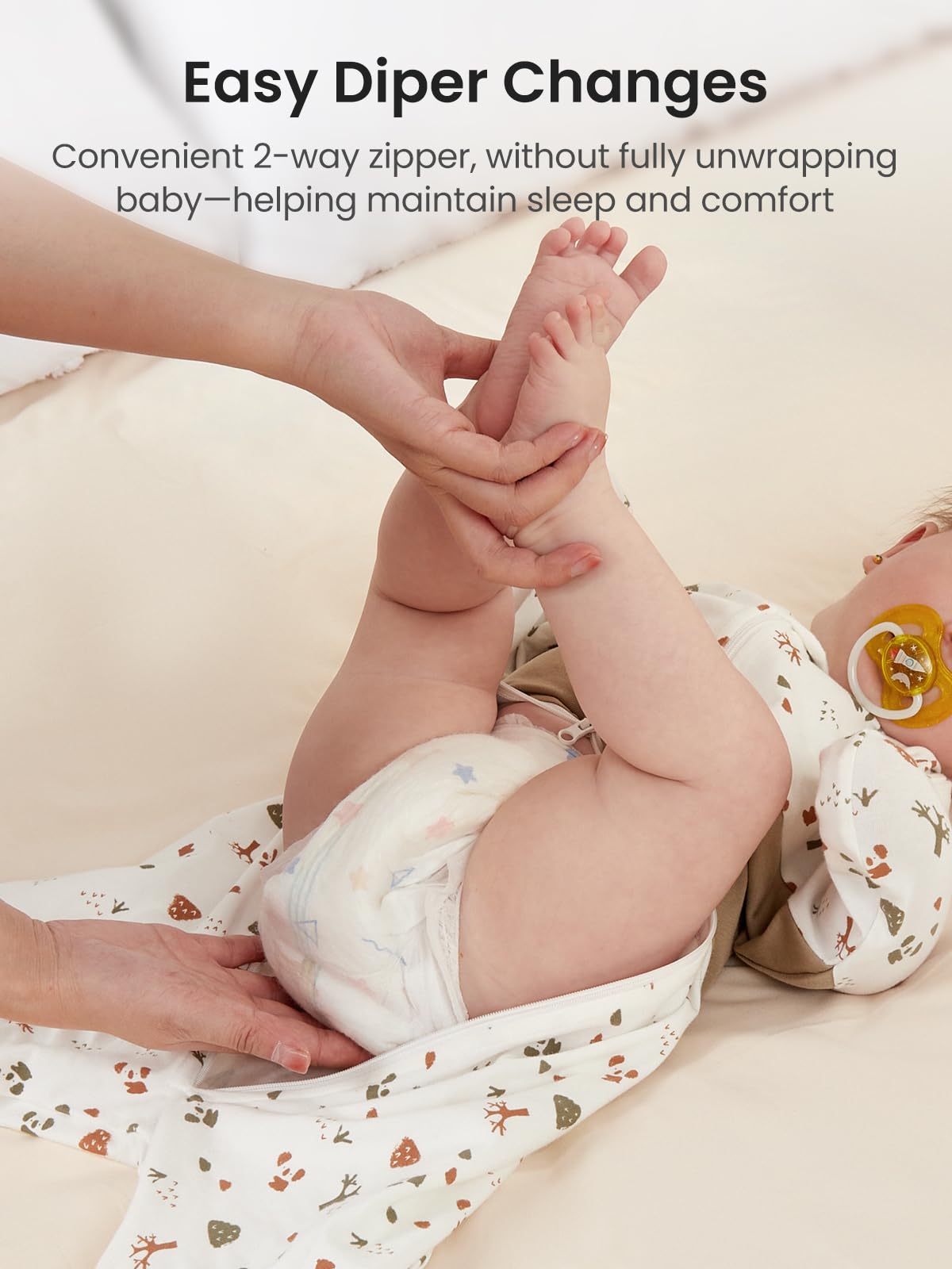 Grownsy chest-stability design helps fabric stay in place for safe sleep