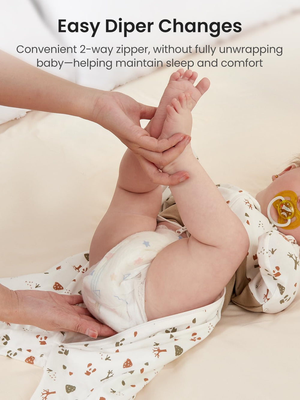 Grownsy chest-stability design helps fabric stay in place for safe sleep