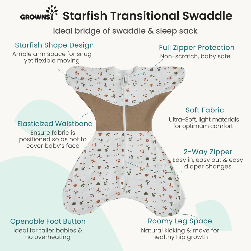 Grownsy dual zipper swaddle for quick diaper changes