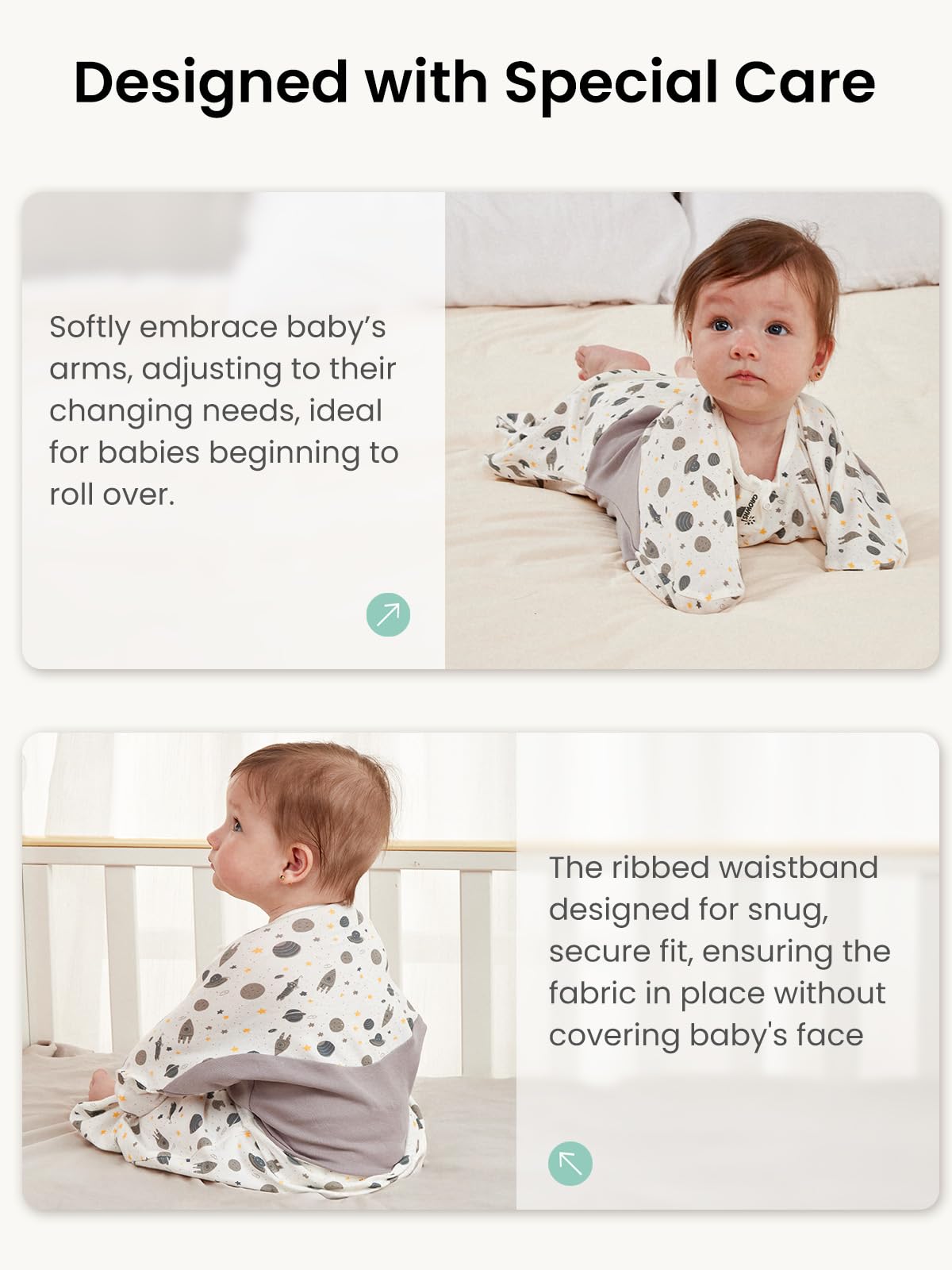 GROWNSY hip-friendly cut helps comfortable movement during the night.
