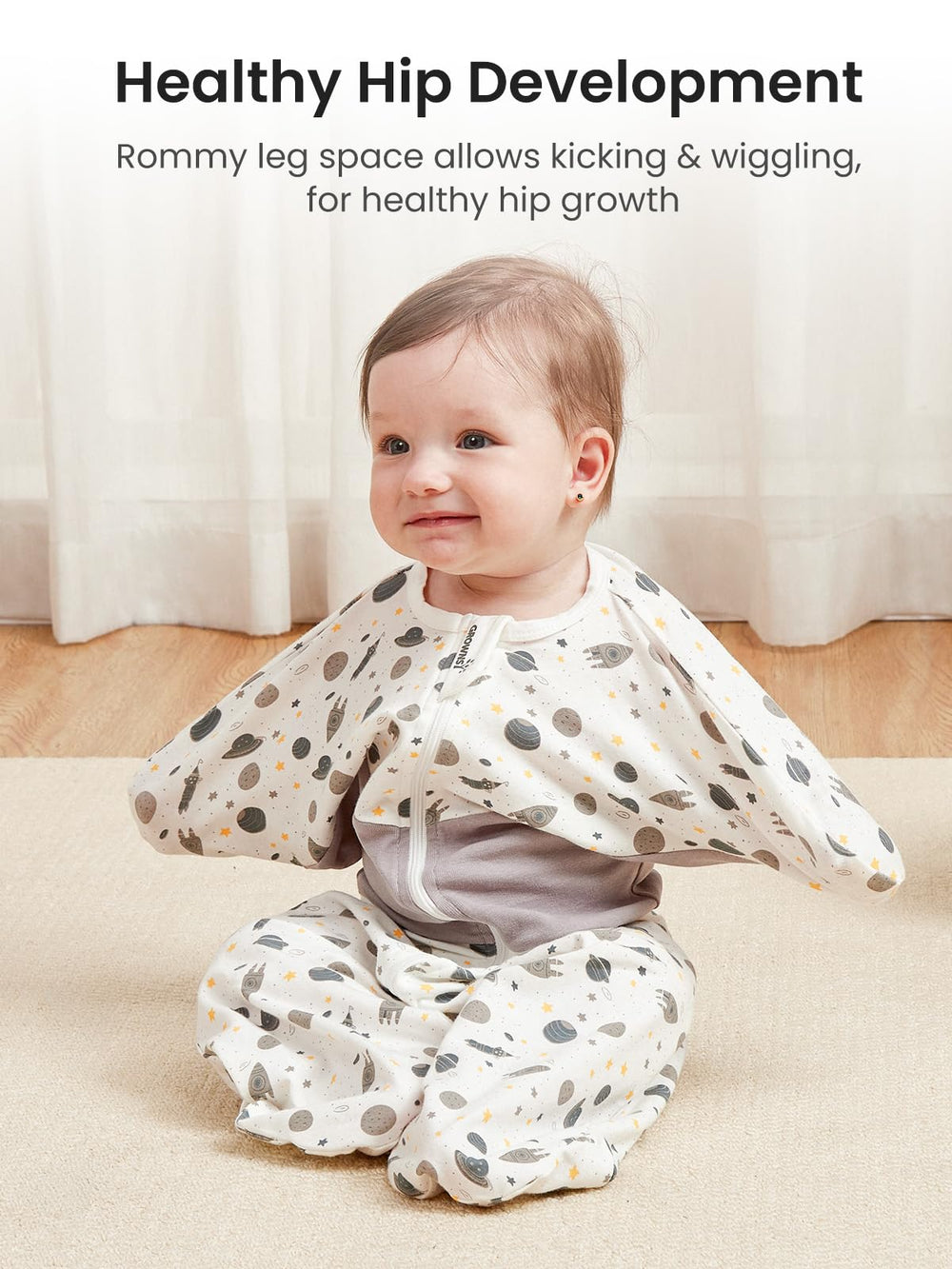 GROWNSY leg-split hem supports natural leg posture for flexible sleep.