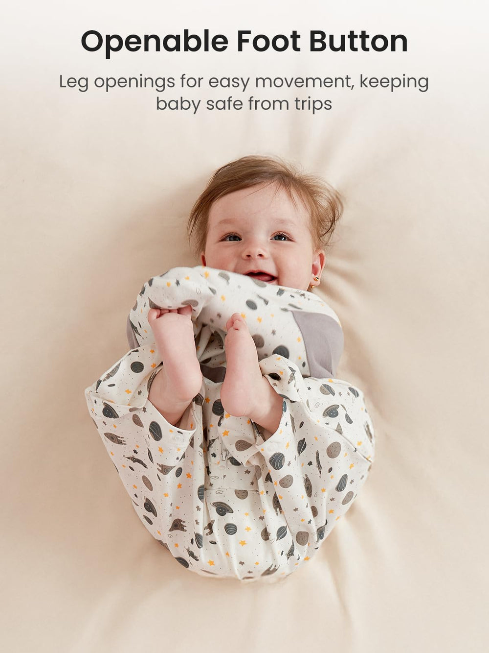 GROWNSY arms-up swaddle hugs baby softly for restful sessions.