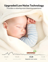 Grownsy Upgrade Nasal Aspirator suction levels demonstrate customizable care for delicate noses.