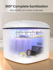 GROWNSY unit with lid open for easy loading baby bottles and toys