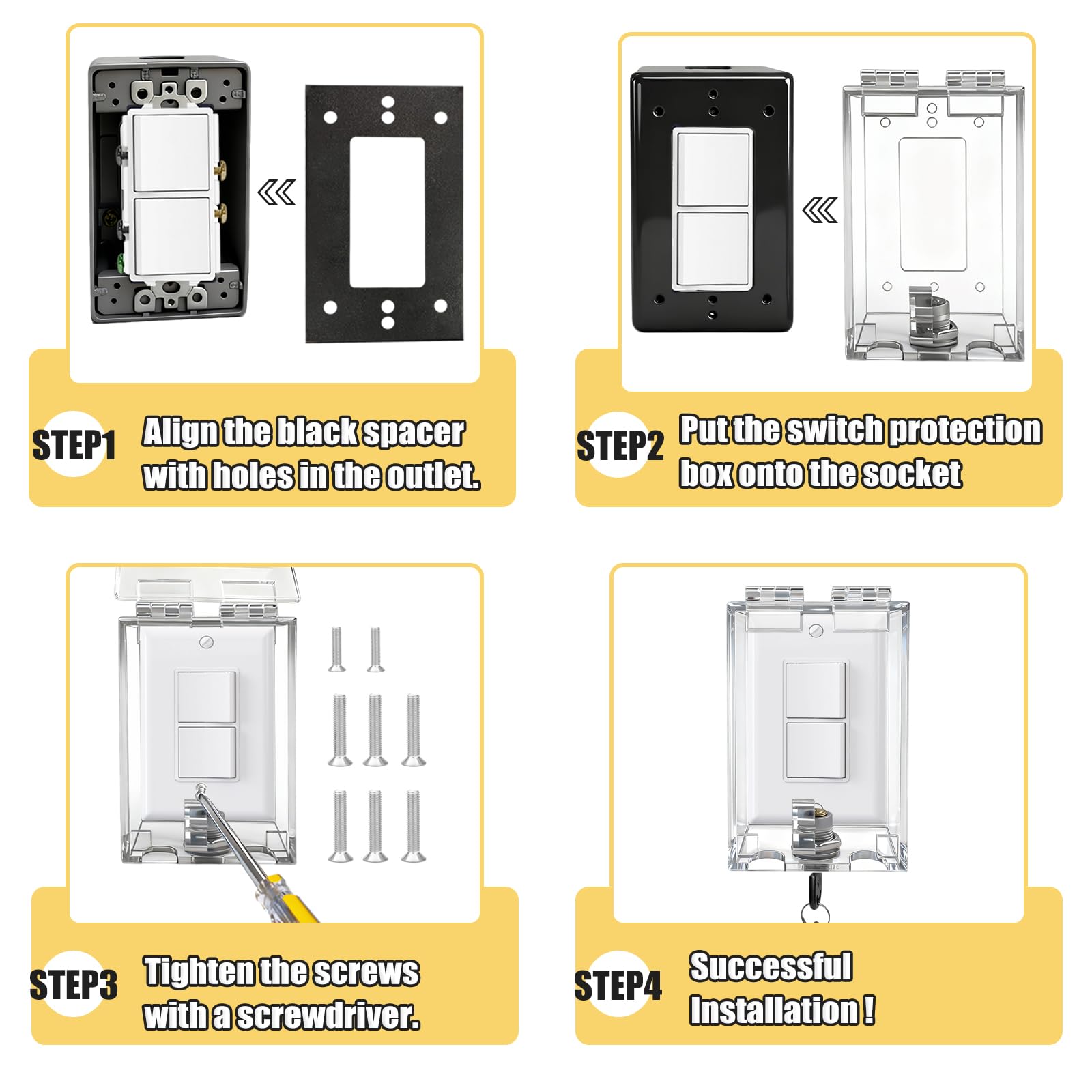 Universal compatibility with standard 2.68 x 1.36 inch rocker switches.