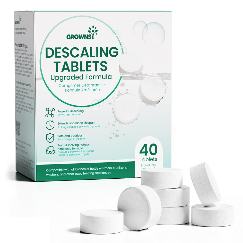 GROWNSY descaling tablets for bottle warmer remove limescale for safer baby feeding devices.