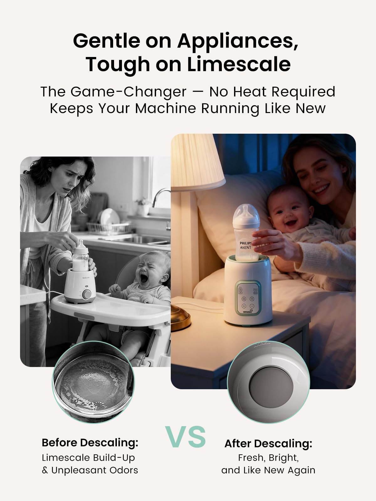 GROWNSY descaling tablets for sterilizer prevent buildup and keep baby sterilizers running efficiently.