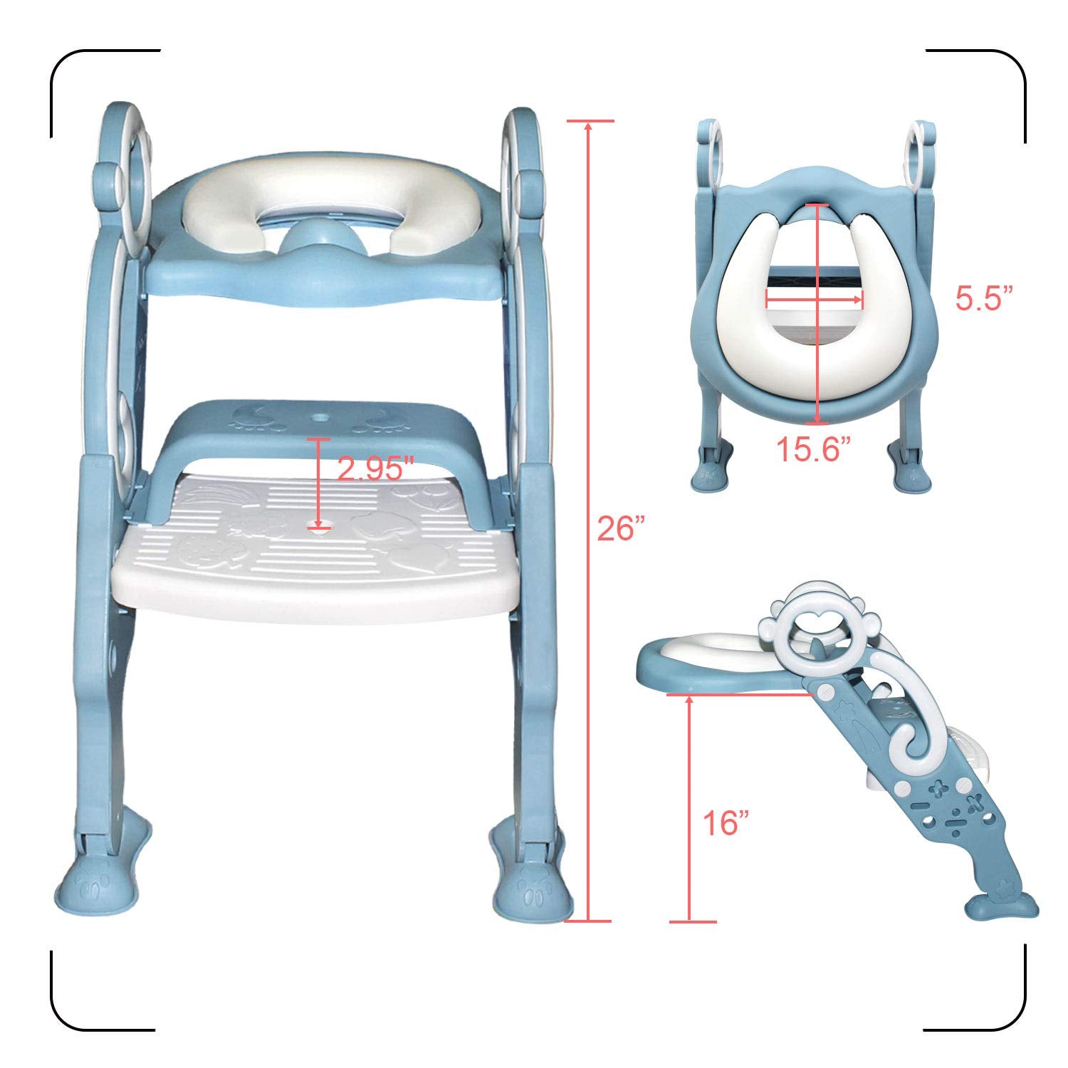 GrowthPic foldable potty seat storage blue ideal for compact bathrooms