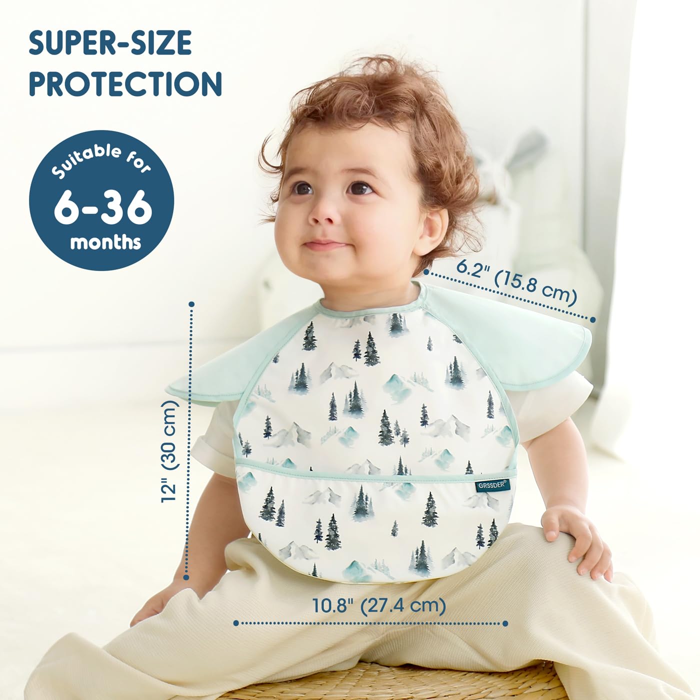 GRSSDER adjustable neck bibs grow with your child for continued use