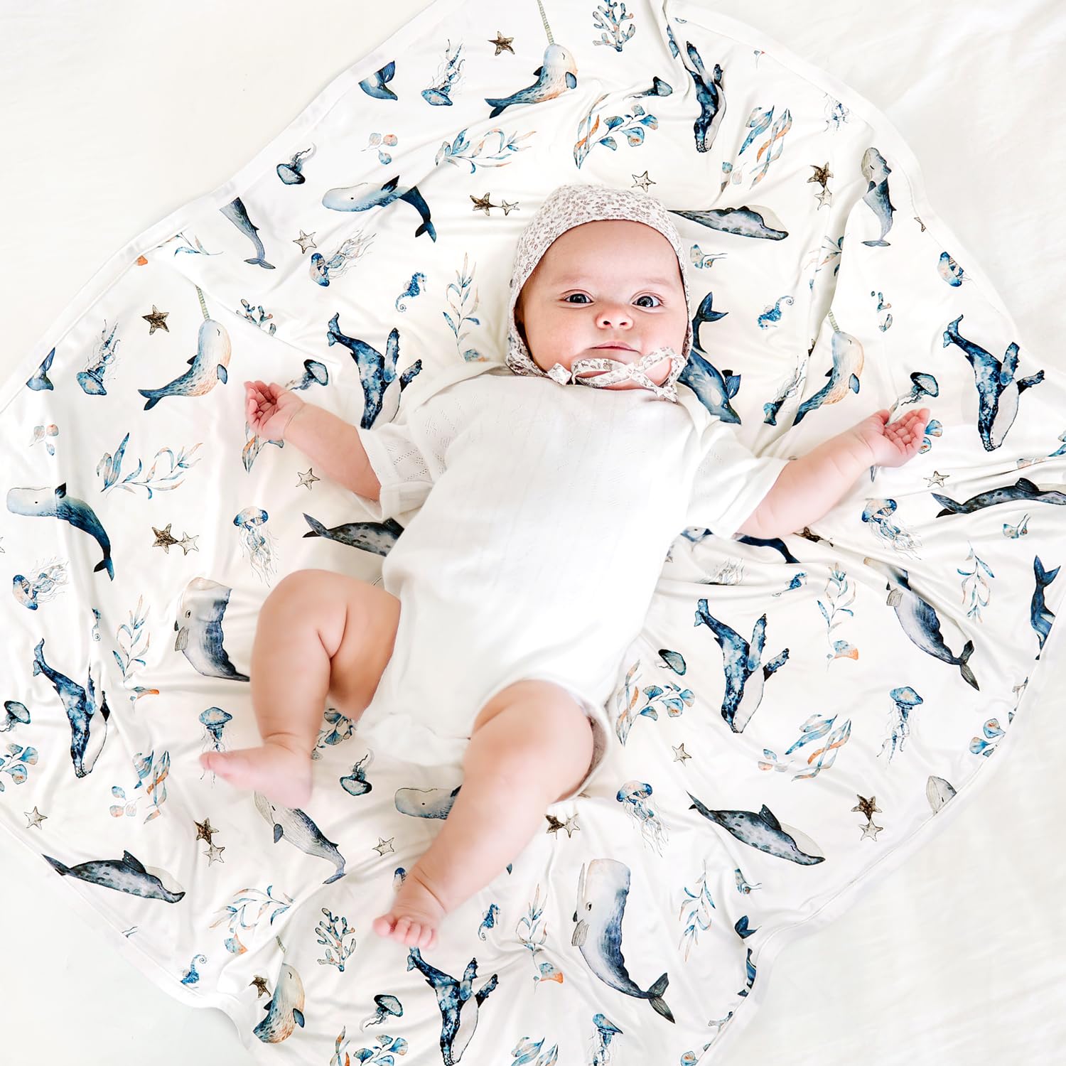 GRSSDER sea fish design baby blanket brightening nursery decor