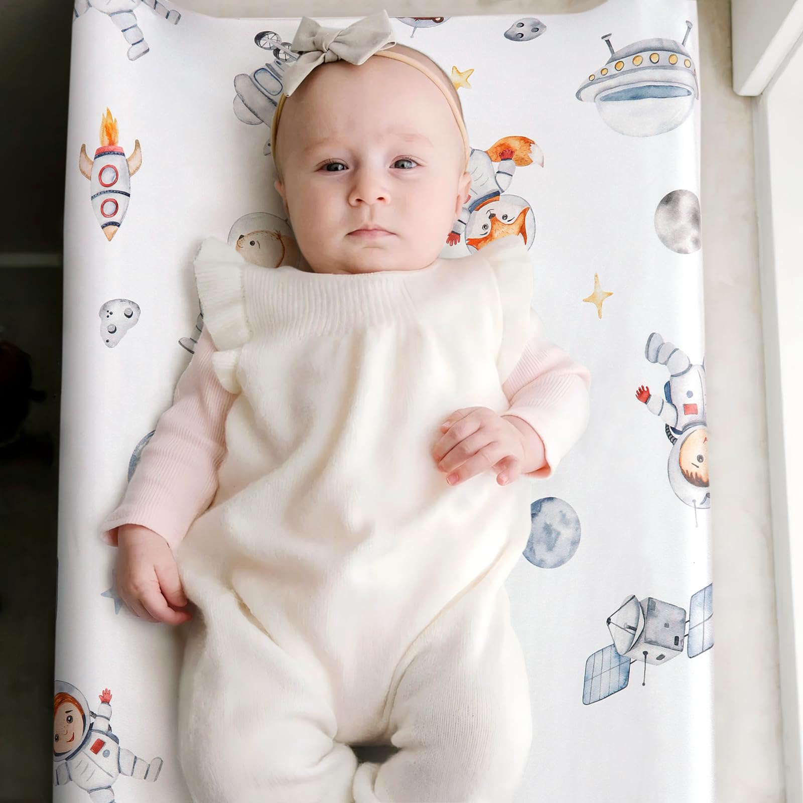 GRSSDER baby nursery space print cover for easy diaper changes
