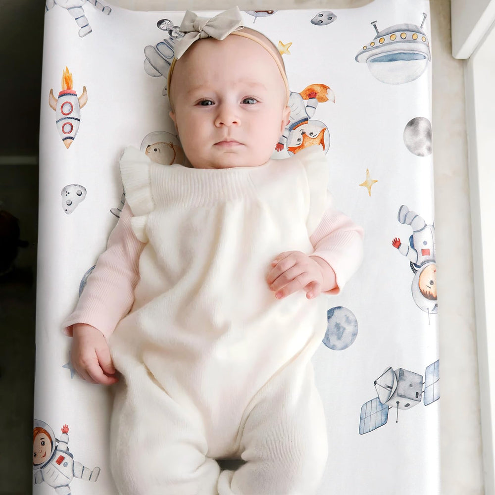 GRSSDER baby nursery space print cover for easy diaper changes