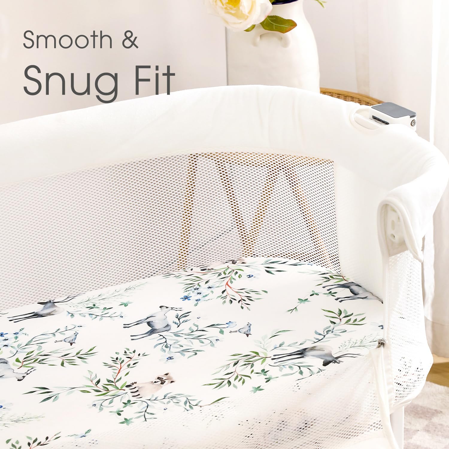 GRSSDER Bassinet sheet fitting oval and rectangular shapes for versatile setups.