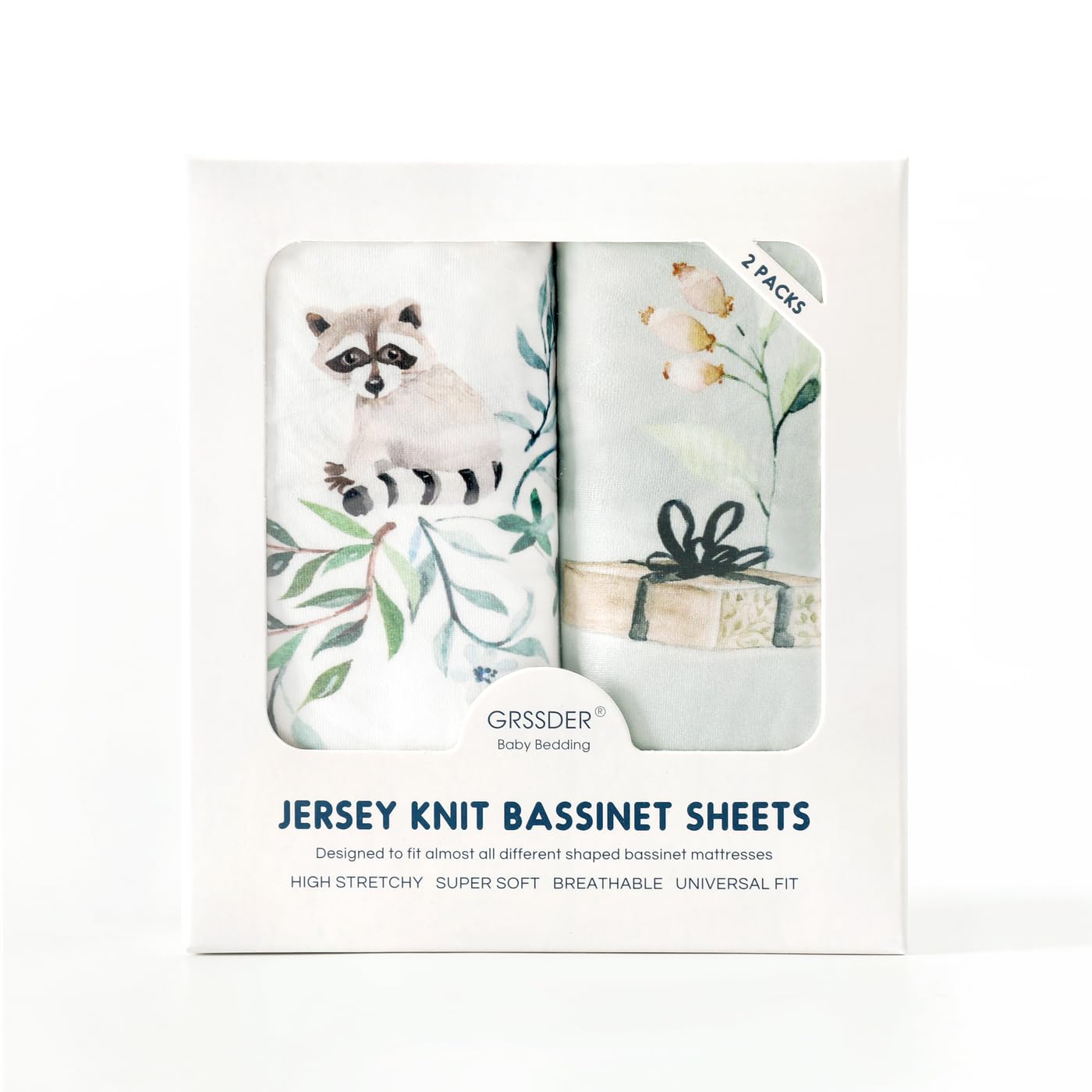 GRSSDER Soft-knit fabric bassinet sheet displayed in use for baby comfort and breathability.