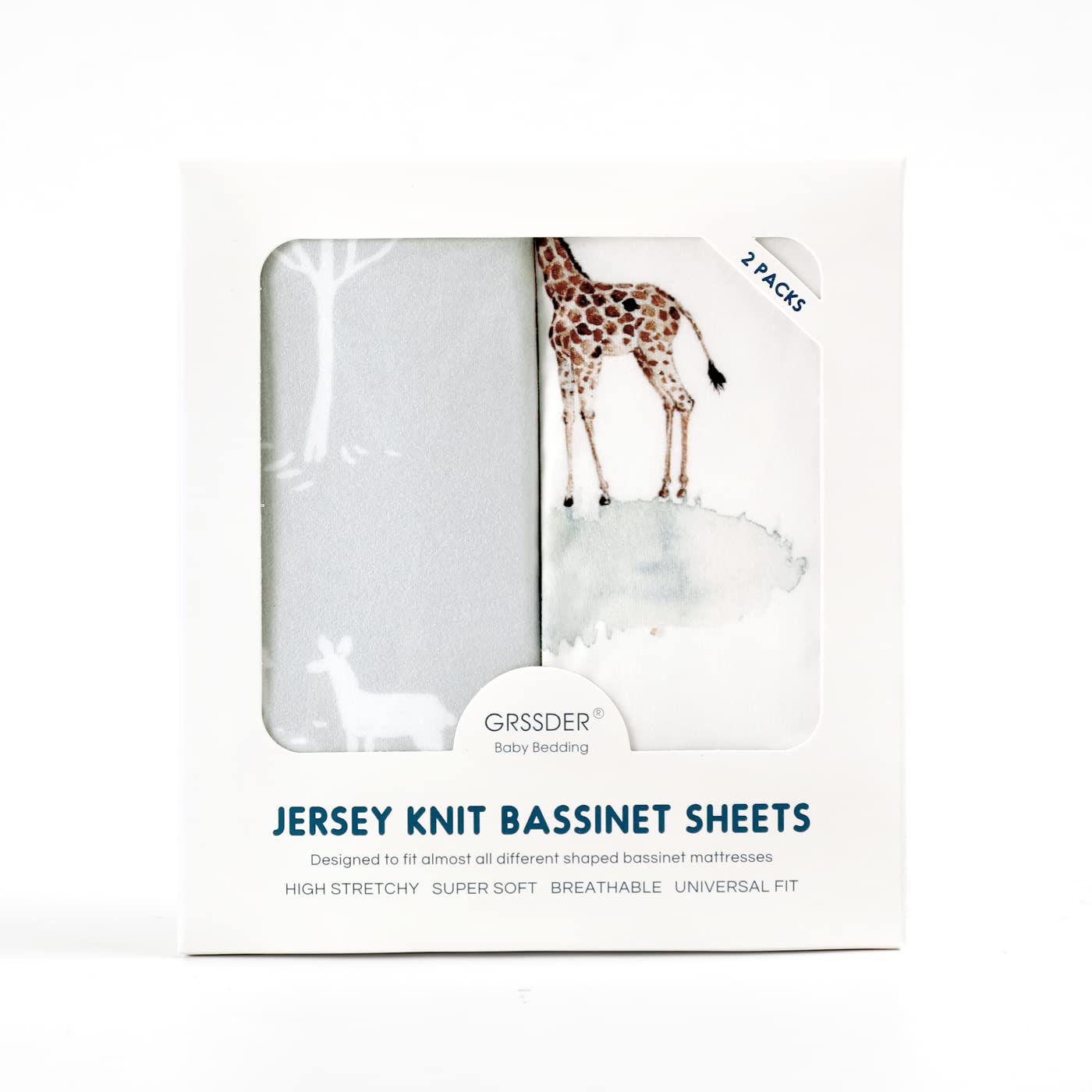 GRSSDER Universal-fit bassinet sheet covers 32x16x5 inches securely.