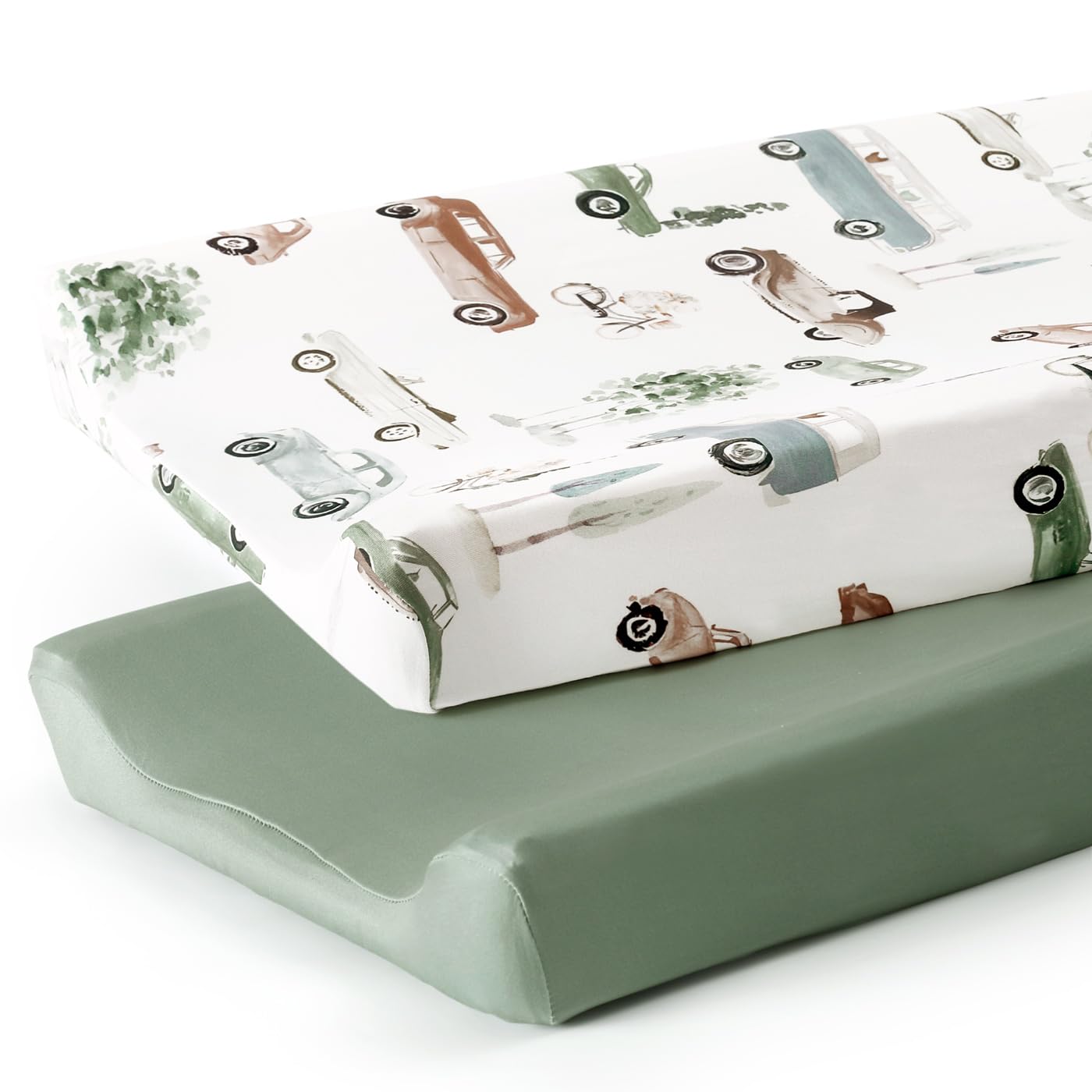 GRSSDER car-print changing pad cover for nursery use and quick, snug diaper changes.
