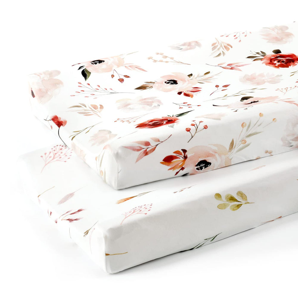 GRSSDER change pad cover in watercolor rose flora pattern with ultra-soft jersey knit fabric for cozy changes.