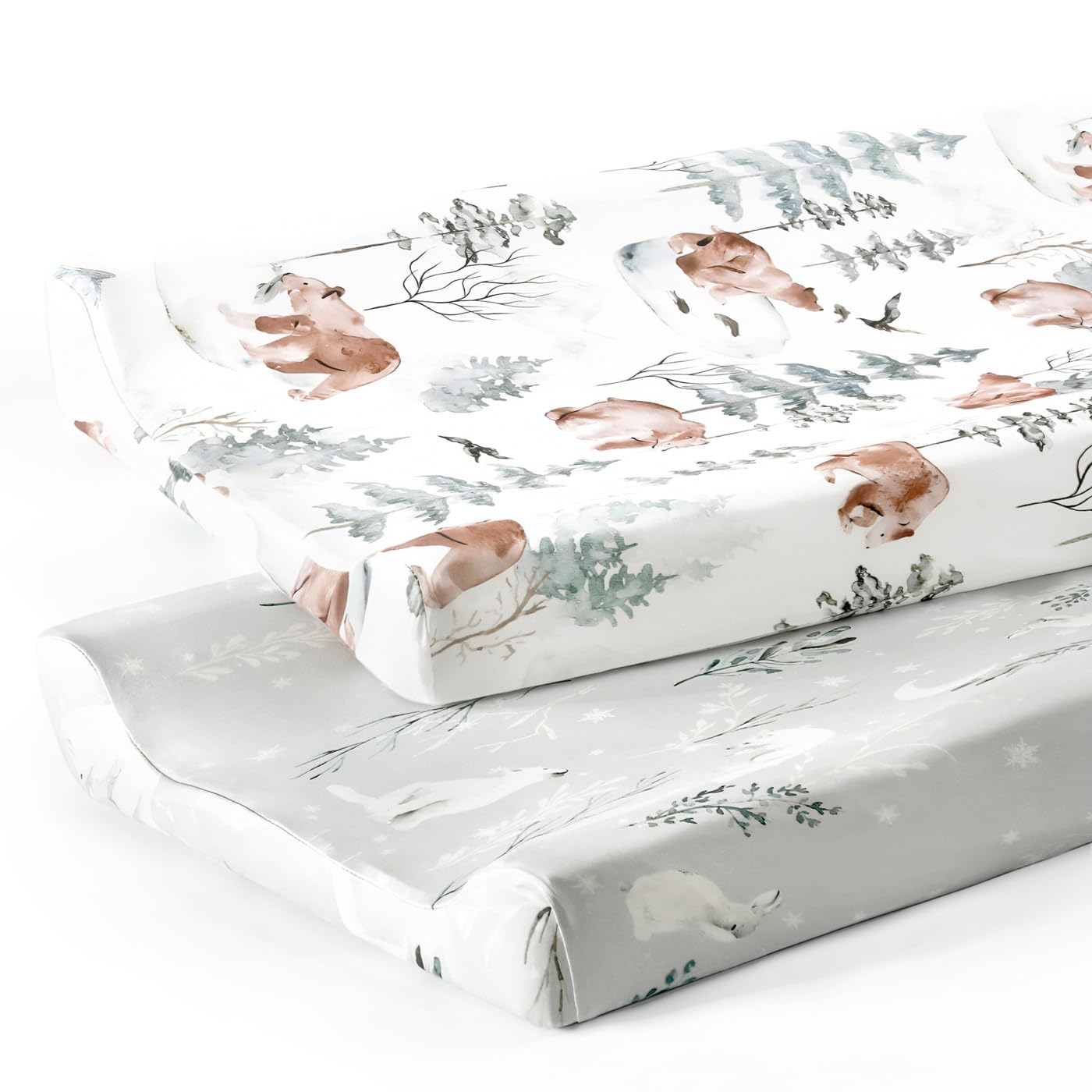GRSSDER bear-pattern changing pad cover on a 32x16 pad for snug comfort.