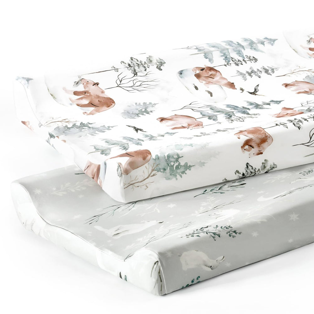 GRSSDER bear-pattern changing pad cover on a 32x16 pad for snug comfort.