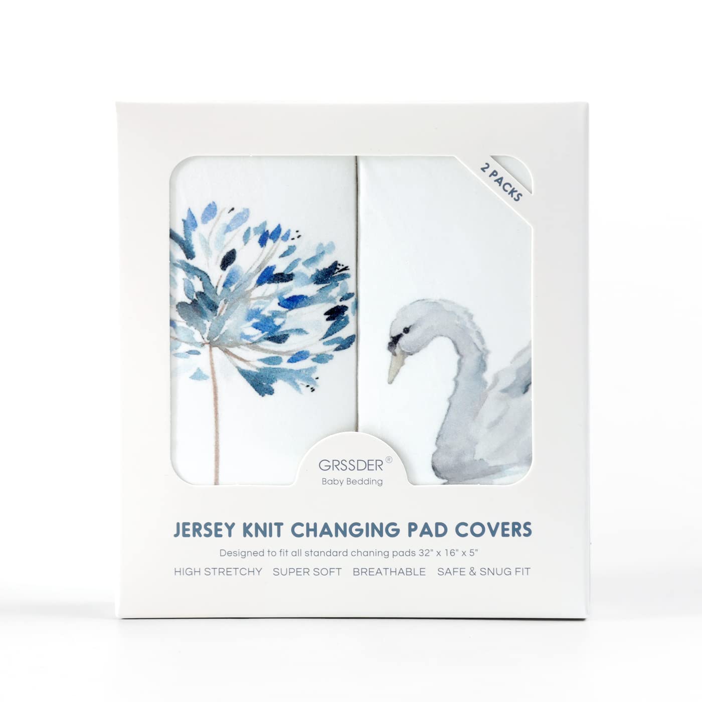 Soft jersey knit changing pad cover is breathable and machine washable.