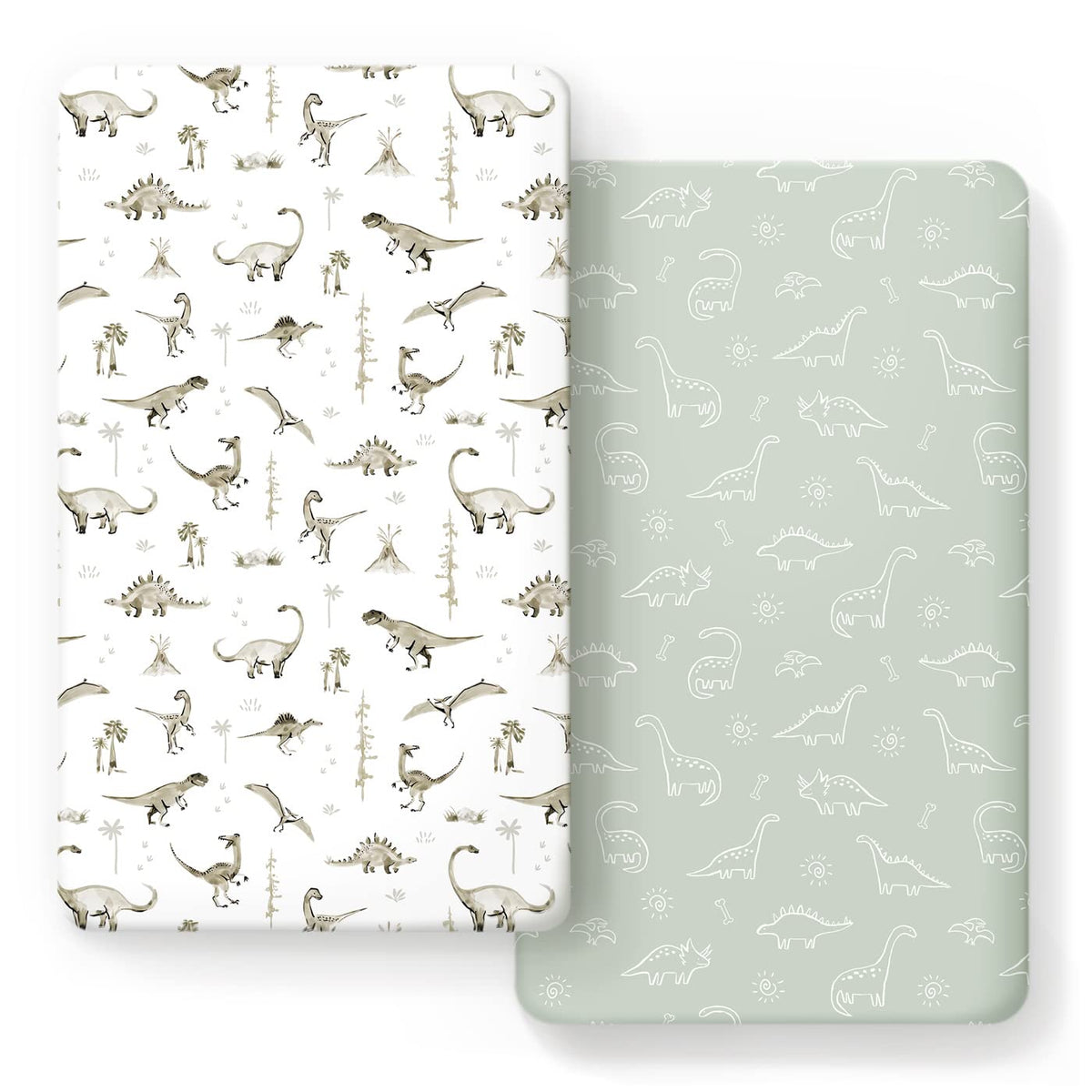 GRSSDER dinosaur watercolor pattern crib sheet for snug, breathable sleep space.