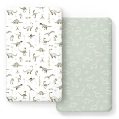 GRSSDER dinosaur watercolor pattern crib sheet for snug, breathable sleep space.