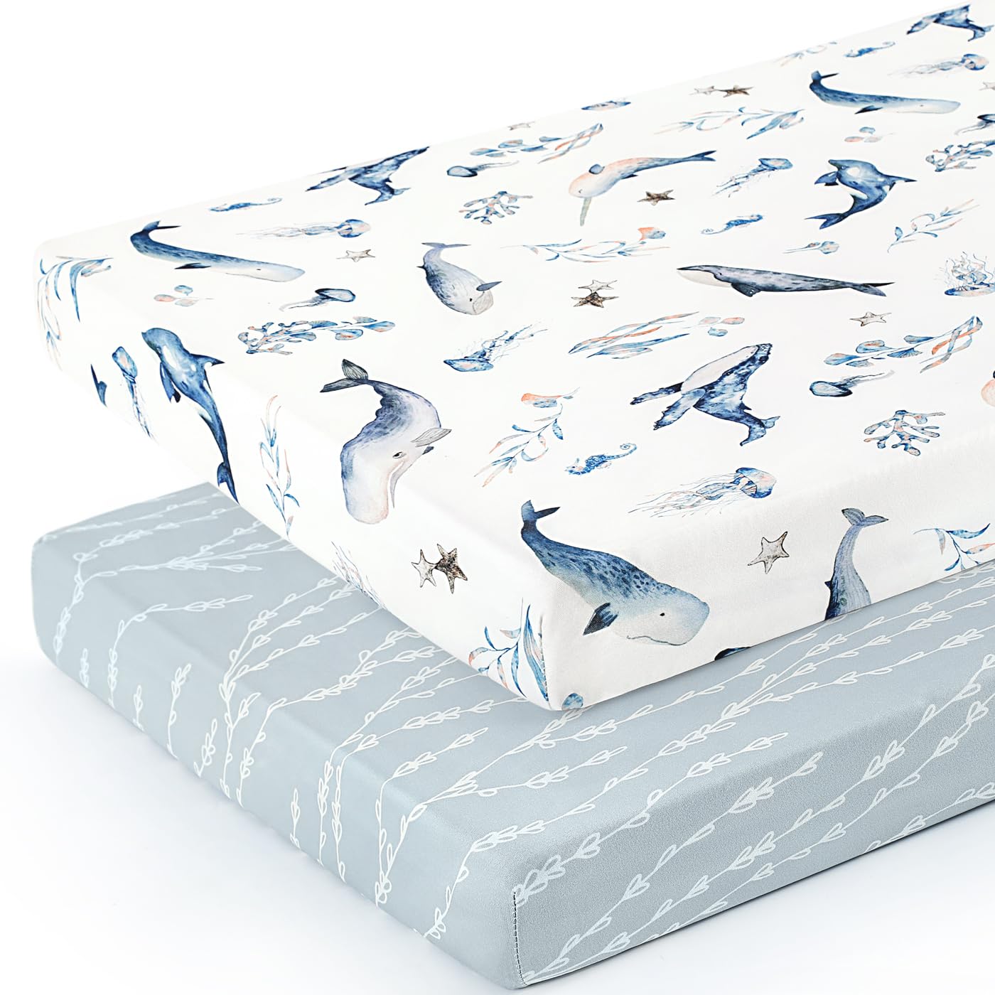 GRSSDER elastic-edge pack n play sheet shown on mattress for quick changes
