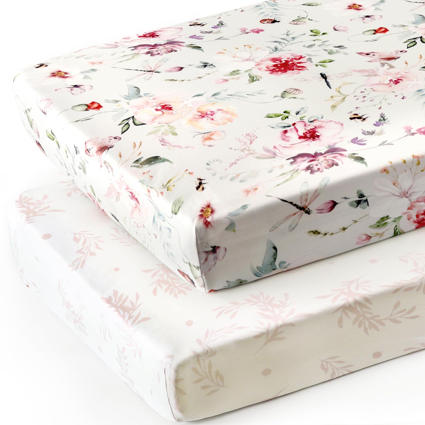 GRSSDER elastic-edge closeup shows secure, snug fit on a standard crib mattress