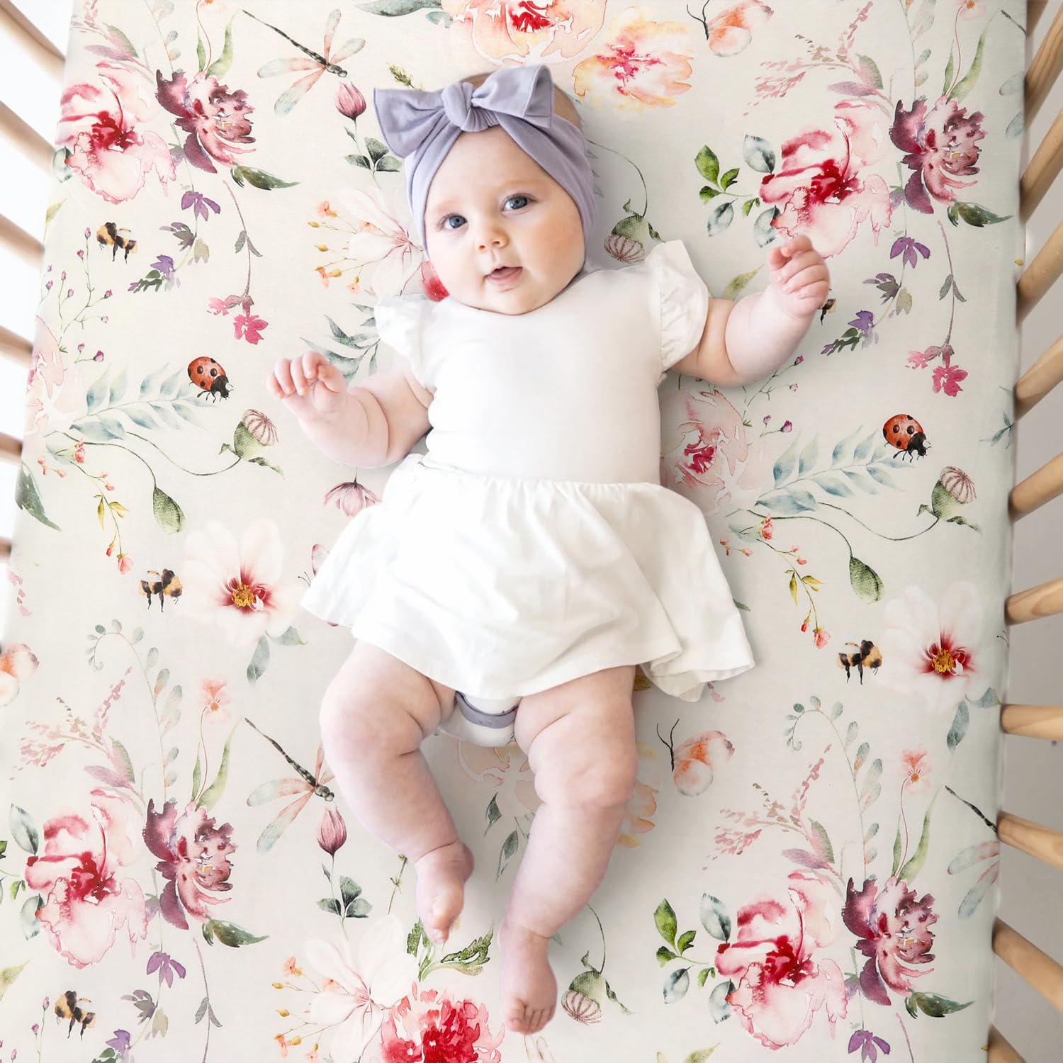 GRSSDER standard-fit crib sheet demonstrates universal 52x28x8 inch compatibility