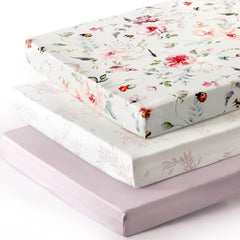 GRSSDER fitted pack-n-play sheets with flowers pattern for secure, comfy sleep.