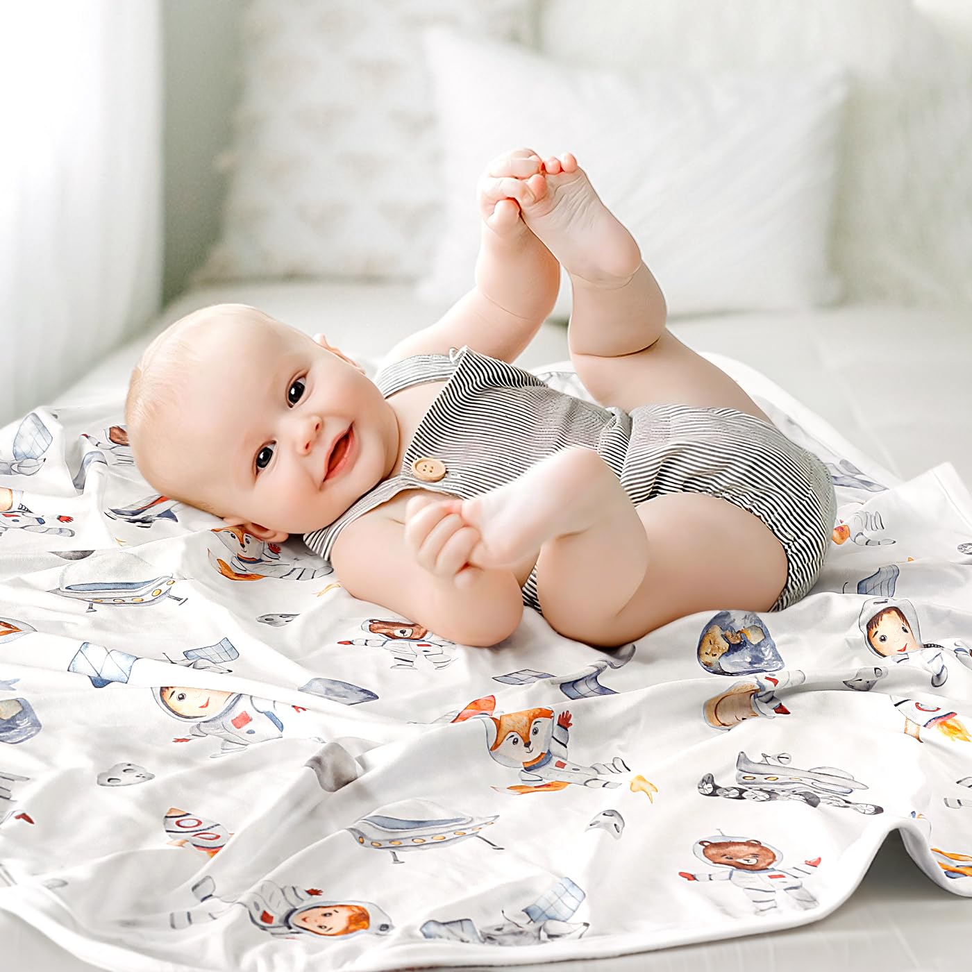 GRSSDER jersey knit baby blanket texture showing ultra soft breathable fabric.