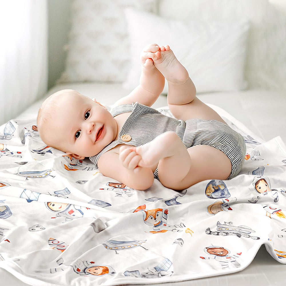 GRSSDER jersey knit baby blanket texture showing ultra soft breathable fabric.