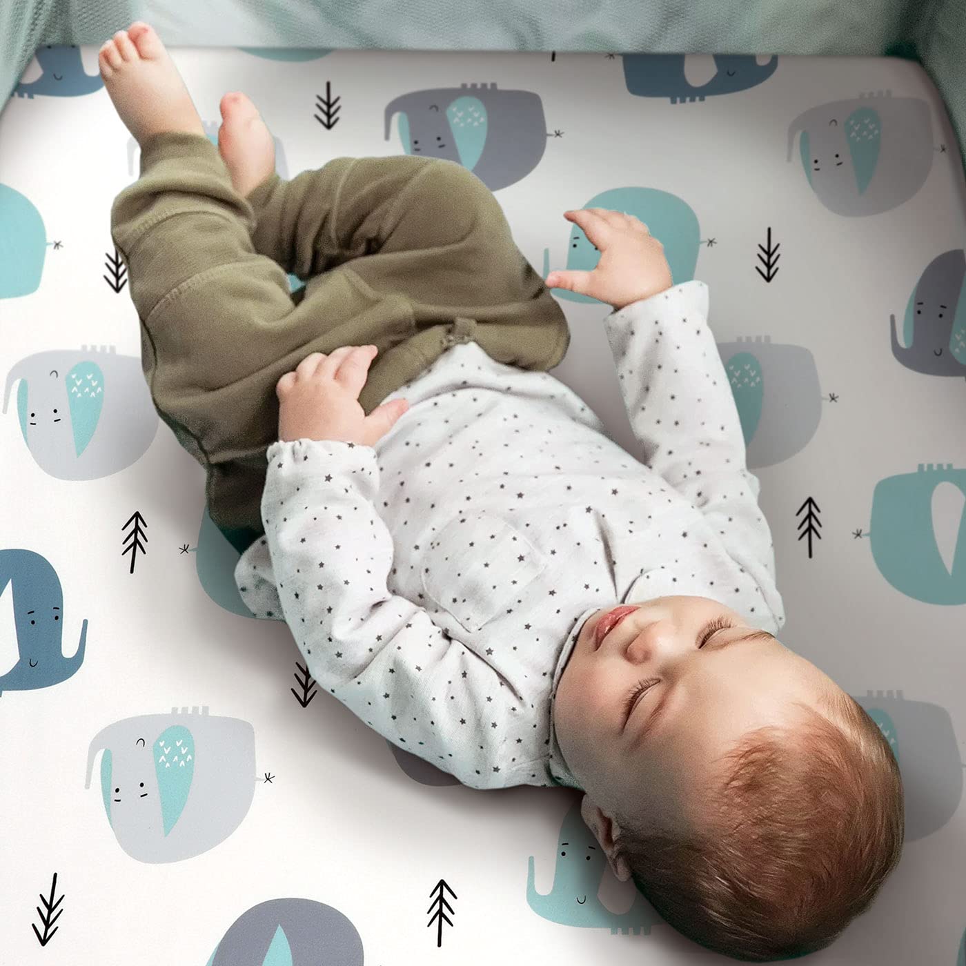 GRSSDER jersey-knit sheets feel soft and breathable for baby comfort.