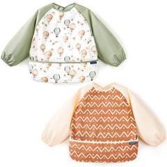 GRSSDER long-sleeve bib pattern A with pocket keeps crumbs contained during meals.