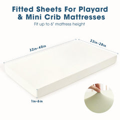 GRSSDER sage green sheet on a pack n play mattress, easy access for quick changes