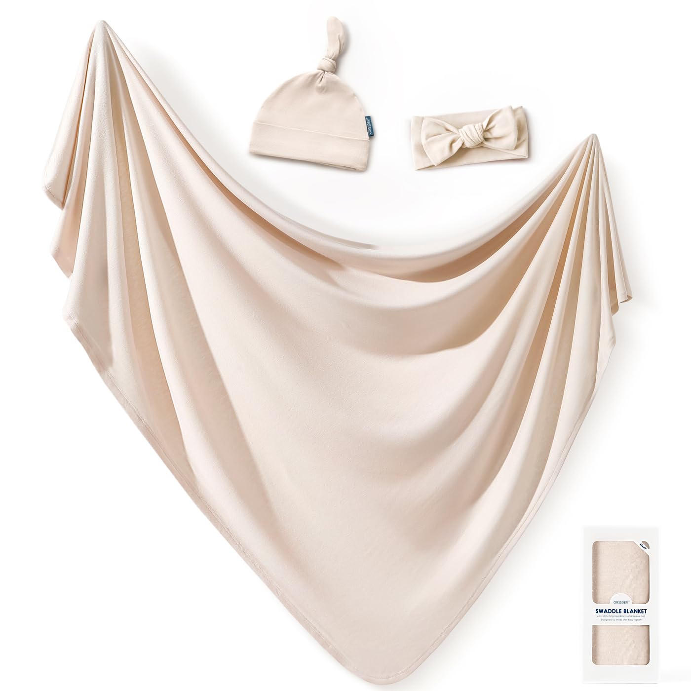 GRSSDER newborn swaddle blanket in ultra-soft jersey wraps baby securely.