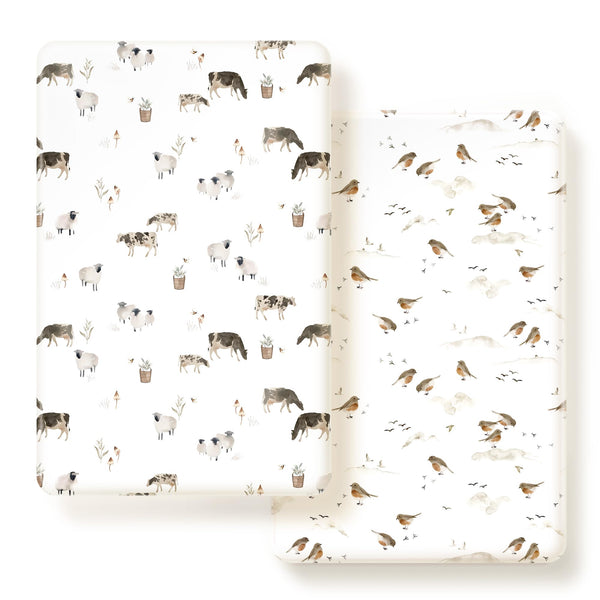 GRSSDER pack n play sheets fitted 2-pack with elastic edges for secure, quick changes