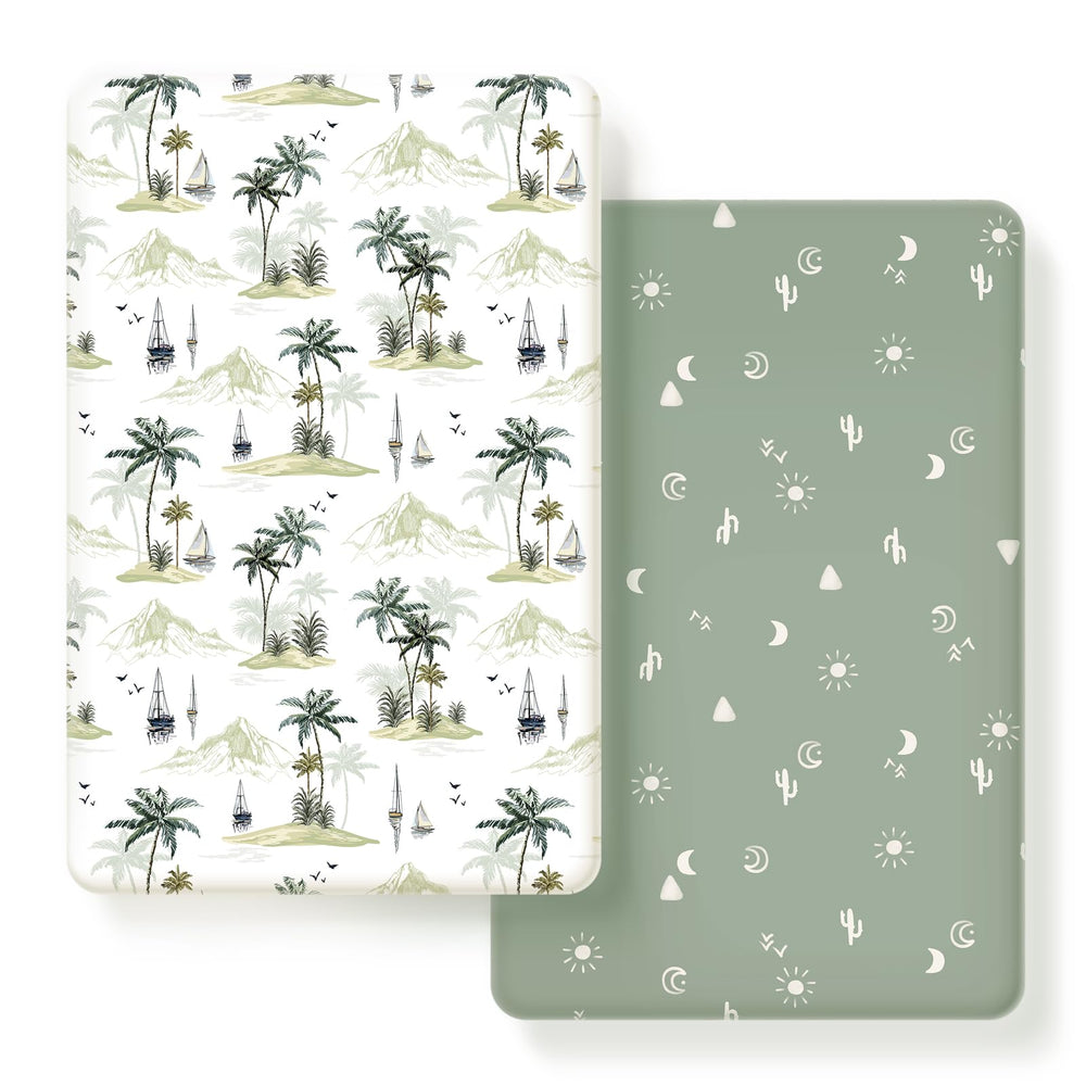 GRSSDER Pack n Play sheets in Sunny Holiday print for cozy comfort and playful nursery style